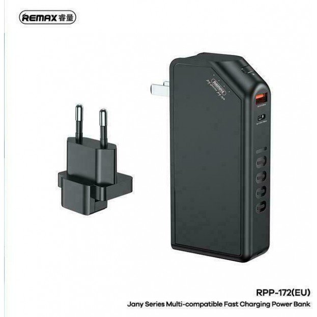 Remax RPP-172 Power Bank 10000mAh 22.5W with USB-A Port and USB-C Port Black