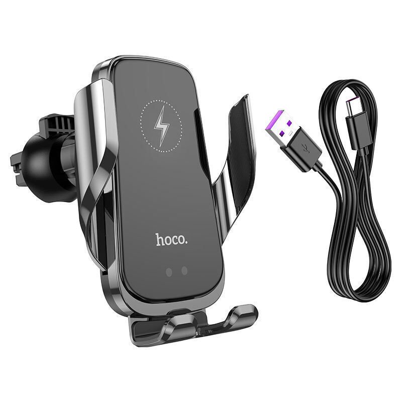 Hoco Mobile Car Mount CA202 with Adjustable Hooks and Wireless Charging Black