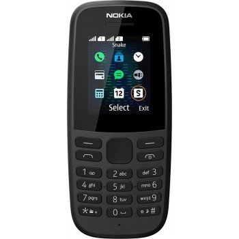Nokia 105 (2019) Dual SIM Mobile Phone with Buttons (English Menu) Black