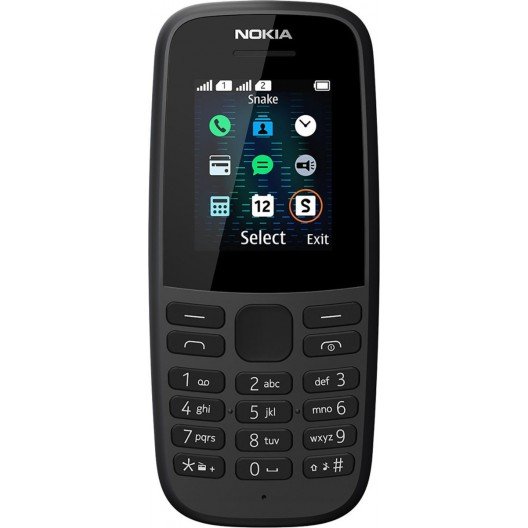 Nokia 105 (2019) Dual SIM Mobile Phone with Buttons (English Menu) Black