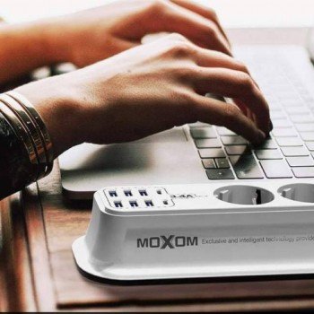 Moxom 4-Position Power Socket with 6 USB and 2m Cable White MX-ST05
