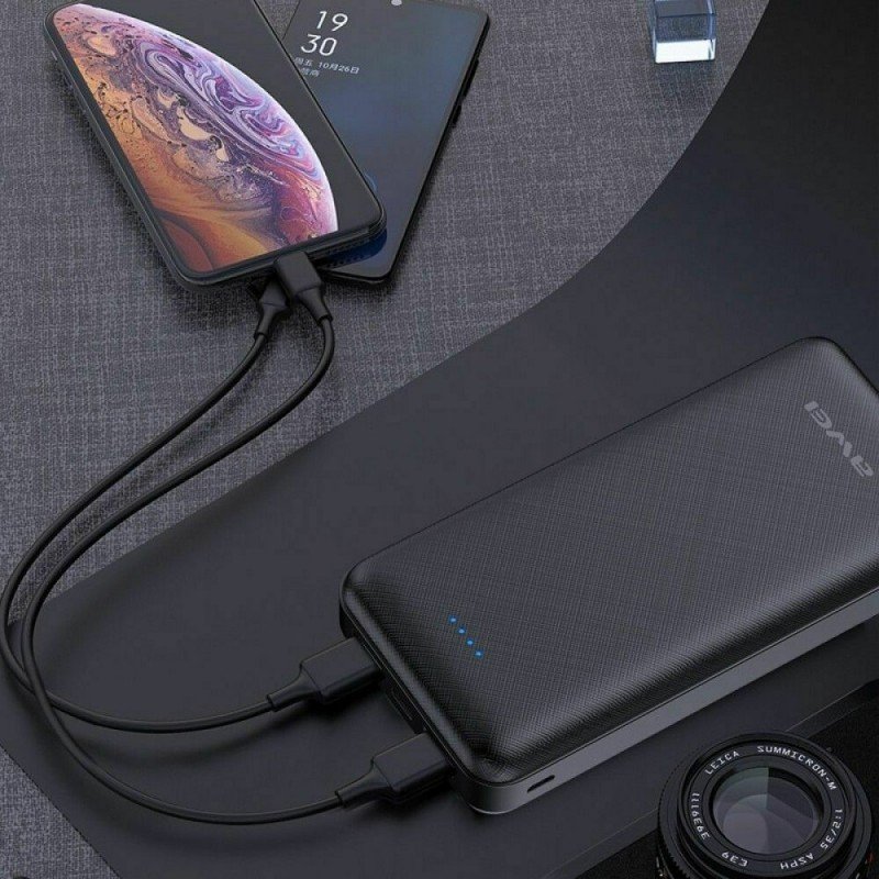 Awei P47K Power Bank 20000mAh with 2 USB-A Ports Black