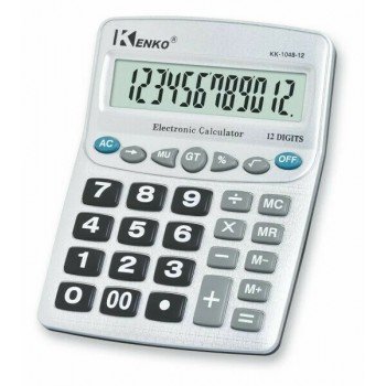 Kenko Calculator KK-1048-12 12 Digits in Gray Color