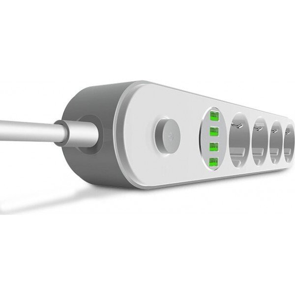 Ldnio Πολύπριζο Ασφαλείας 4 Θέσεων με Διακόπτη, 4 USB και Καλώδιο 2m Λευκό SE4432