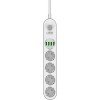 Ldnio 4 Position Safety Power Strip with Switch, 4 USB and 2m Cable White SE4432
