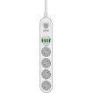 Ldnio 4 Position Safety Power Strip with Switch, 4 USB and 2m Cable White SE4432