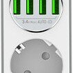 Ldnio 4 Position Safety Power Strip with Switch, 4 USB and 2m Cable White SE4432