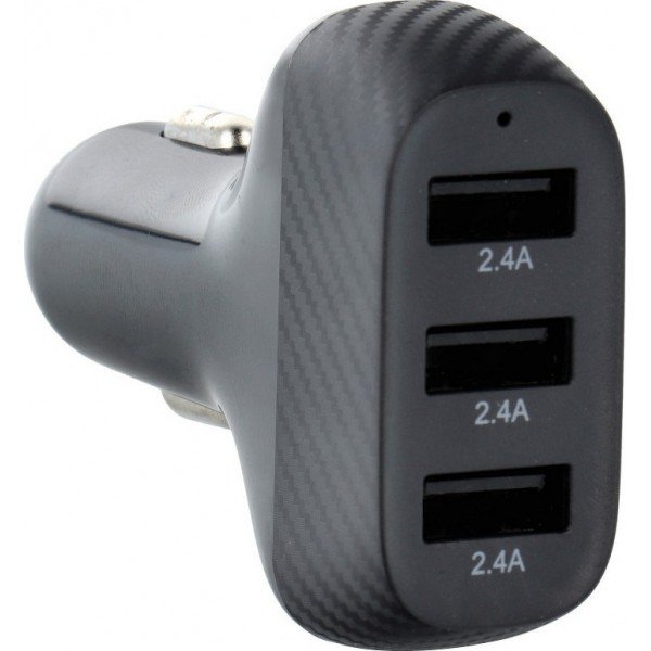 Φορτιστής Αυτοκινήτου Μαύρος QWE Συνολικής Έντασης 2.4A Γρήγορης Φόρτισης με Θύρες: 3xUSB CC271-3A