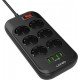 Ldnio Πολύπριζο Ασφαλείας 6 Θέσεων με Διακόπτη, 4 USB και Καλώδιο 2m Μαύρο SE6403