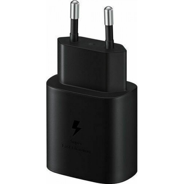 Samsung Φορτιστής με Θύρα USB-C και Καλώδιο USB-C 25W Μαύρος (EP-TA800X Retail)