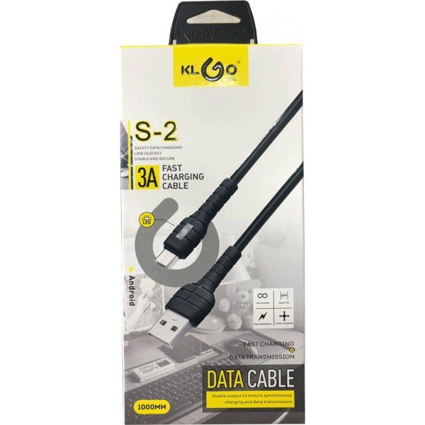 KLGO Regular USB 2.0 to micro USB Cable Λευκό 1m (S2)