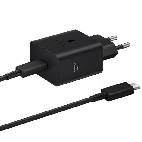 Samsung Φορτιστής με Θύρα USB-C και Καλώδιο USB-C - USB-C 45W Μαύρος (EP-T4511X)