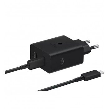 Samsung Φορτιστής με 2 Θύρες USB-C και Καλώδιο USB-C - USB-C 50W Μαύρος (EP-T5020X)